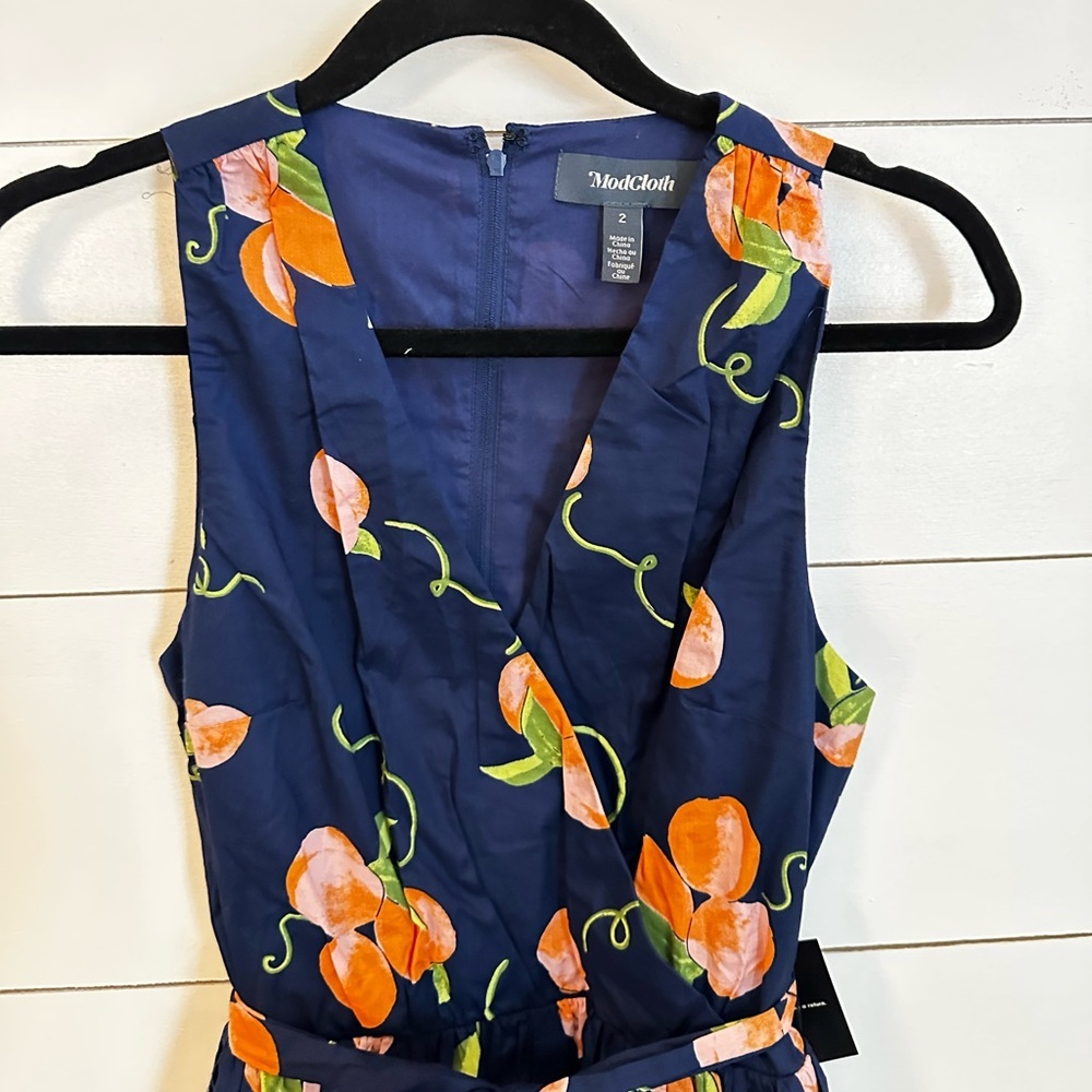 NWT MODCLOTH ERA 2 Sweet Peaches A-Line sleeveless blue midi length woman dress - Picture 4 of 15